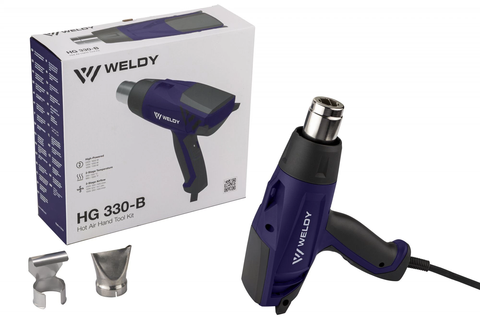 Weldy HG 330-B Heteluchtpistool Incl. 2 Mondstukken - 1600W 1 Weldy HG 330-B Heteluchtpistool Incl. 2 Mondstukken - 1600W
