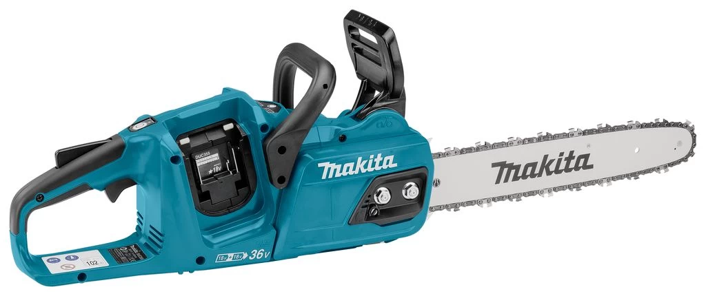 Makita DUC355PG4J 2x18V Li-Ion Accu Kettingzaag Set (4x 6,0Ah) Incl. Mbox - 35cm - Koolborstelloos 1 Makita DUC355PG4J 2x18V Li-Ion Accu Kettingzaag Set (4x 6,0Ah) Incl. Mbox - 35cm - Koolborstelloos
