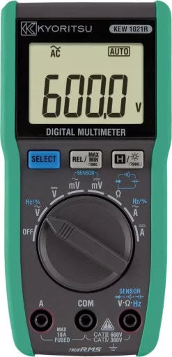 Kyoritsu 1021R Digitale True-RMS Multimeter - AC/DC 600V & 10A - 01021R080A